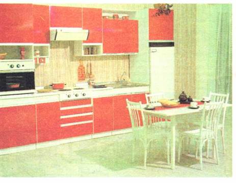 Фрагмент интерьера кухни, решённой в бело-фасных тонах