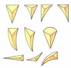 Треугольники с прямыми и закруглёнными сторонами и углублением в центре