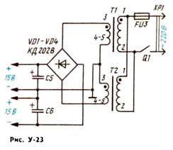 Наматывать трансформатор не обязательно, если использовать в блоке питания два унифицированных трансформатора ТВК-110Л2