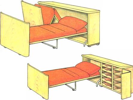 Тумбы, трансформируемые в двухспальную и односпальную кровати