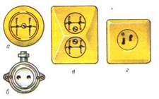 Примеры исполнений штепсельных розеток без защитных (заземляющих или зануляющих) контактов