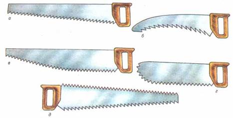 Форма пильного полотна ножовок по дереву с прямолинейным, вогнутым, выпуклым, прямолинейно-выпуклым и двусторонним расположением зубьев
