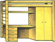 Совмещённый блок шкаф-стол-кровать