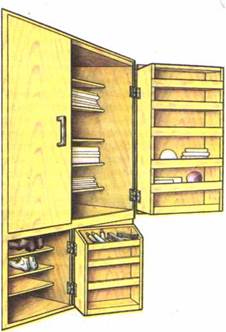 Встроенный шкаф с дверцами ящичной конструкции