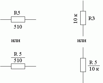Рисунок 3.9 – Обозначение элементов на схеме