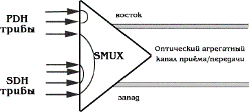 Рисунок 10.4. Мультиплексор ввода/вывода в режиме локального коммутатора.