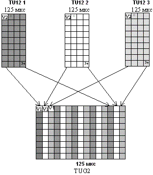 Рисунок 4.8. Побайтное мультиплексирование структуры TUG2